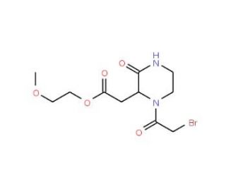 2-Methoxyethyl 2-[1-(2-bromoacetyl)-3-oxo-2-piperazinyl]acetate - chemical structure image
