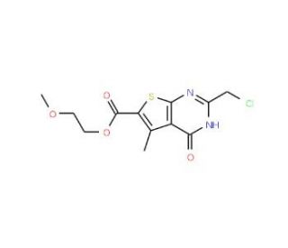 2-methoxyethyl 2-(chloromethyl)-5-methyl-4-oxo-3,4-dihydrothieno[2,3-d]pyrimidine-6-carboxylate - chemical structure image