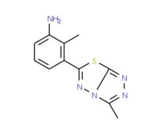 2-Methyl-3-(3-methyl-[1,2,4]triazolo[3,4-b]-[1,3,4]thiadiazol-6-yl)-phenylamine - chemical structure image