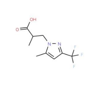 2-Methyl-3-(5-methyl-3-trifluoromethyl-pyrazol-1-yl)-propionic acid - chemical structure image