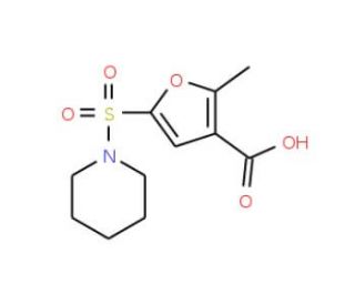 2-Methyl-5-(piperidin-1-ylsulphonyl)furan-3-carboxylic acid (CAS 306936-38-9) - chemical structure image