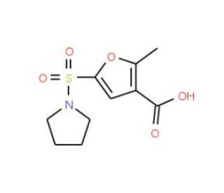2-Methyl-5-(pyrrolidinosulphonyl)furan-3-carboxylic acid, (CAS 306936-43-6) - chemical structure image