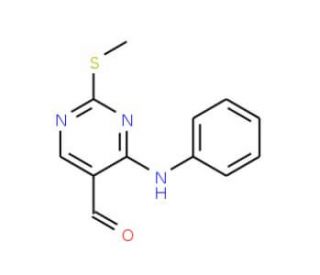 2-Methylsulfanyl-4-phenylamino-pyrimidine-5-carbaldehyde (CAS 211245-56-6) - chemical structure image