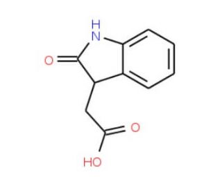 (2-oxo-2,3-dihydro-1H-indol-3-yl)acetic acid (CAS 2971-31-5) - chemical structure image
