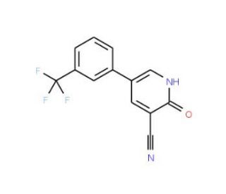 2-Oxo-5-[3-(trifluoromethyl)phenyl]-1,2-dihydro-3-pyridinecarbonitrile (CAS 76053-36-6) - chemical structure image