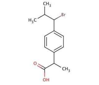 2-[p-(1-Bromo-2-methylpropyl)phenyl]propionic Acid (CAS 75625-98-8) - chemical structure image