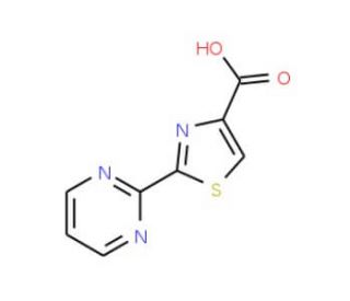 2-(pyrimidin-2-yl)-1,3-thiazole-4-carboxylic acid (CAS 1014631-26-5) - chemical structure image