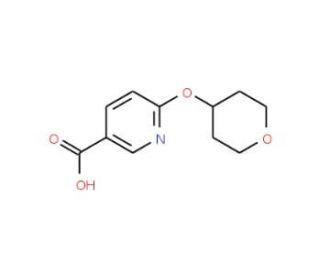 2-(Tetrahydro-2H-pyran-4-yloxy)pyridine-5-carboxylic acid (CAS 886851-55-4) - chemical structure image