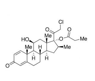21-Chloro-16β-methyl-17-(1-oxopropoxy)pregna-1,4-diene-3,20-dione (CAS 95796-50-2) - chemical structure image
