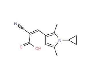 (2E)-2-cyano-3-(1-cyclopropyl-2,5-dimethyl-1H-pyrrol-3-yl)acrylic acid - chemical structure image
