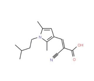 (2E)-2-cyano-3-[2,5-dimethyl-1-(3-methylbutyl)-1H-pyrrol-3-yl]acrylic acid - chemical structure image