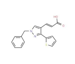 (2E)-3-(1-benzyl-3-thien-2-yl-1H-pyrazol-4-yl)acrylic acid - chemical structure image