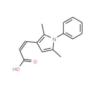 (2E)-3-(2,5-dimethyl-1-phenyl-1H-pyrrol-3-yl)acrylic acid - chemical structure image