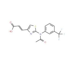 (2E)-3-(2-{acetyl[3-(trifluoromethyl)phenyl]amino}-1,3-thiazol-4-yl)acrylic acid - chemical structure image