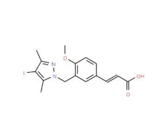 (2E)-3-{3-[(4-Iodo-3,5-dimethyl-1H-pyrazol-1-yl)-methyl]-4-methoxyphenyl}acrylic acid - chemical structure image