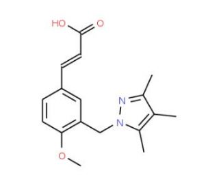 (2E)-3-{4-Methoxy-3-[(3,4,5-trimethyl-1H-pyrazol-1-yl)methyl]phenyl}acrylic acid - chemical structure image
