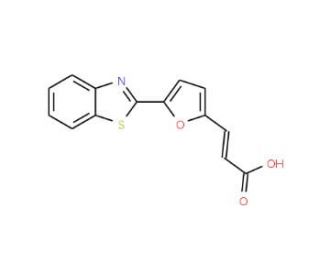 (2E)-3-[5-(1,3-benzothiazol-2-yl)-2-furyl]acrylic acid (CAS 64154-13-8) - chemical structure image
