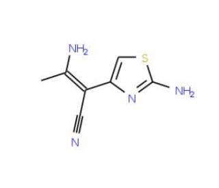 (2E)-3-amino-2-(2-amino-1,3-thiazol-4-yl)but-2-enenitrile - chemical structure image
