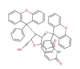 2&prime;,3&prime;-Di(9-phenylxanthen-9-yl)dithiouridine (CAS 156592-88-0) - chemical structure image