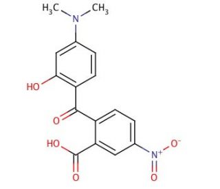 2&prime;-Carboxy-4-dimethylamino-2-hydroxy-4&prime;-nitrobenzophenone (CAS 166442-35-9) - chemical structure image