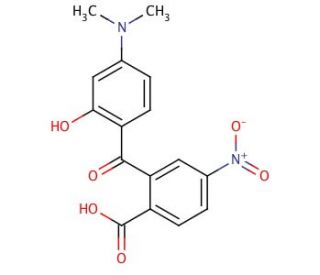 2&prime;-Carboxy-4-dimethylamino-2-hydroxy-5&prime;-nitrobenzophenone (CAS 166442-40-6) - chemical structure image