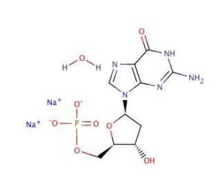 2&prime;-Deoxyguanosine 5&prime;-monophosphate disodium salt hydrate (CAS 33430-61-4) - chemical structure image