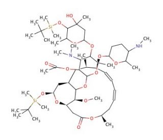 2&prime;-O-Acetyl-4&prime;&prime;-O-TBDMS-4&prime;&prime;&prime;-de-N-methylspiramycin I 3,18-(O-TBDMS)acetal (CAS 96405-33-3) - chemical structure image
