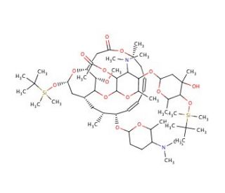 2′-O-Acetyl-4′′-O-tert-butyldimethylsilylspiramycin I 3,18-(O-TBDMS)acetal (CAS 96405-32-2) - chemical structure image