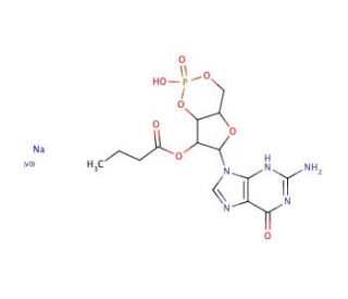 2&prime;-O-Monobutyrylguanosine 3&prime;:5&prime;-cyclic monophosphate sodium salt (CAS 58329-72-9) - chemical structure image