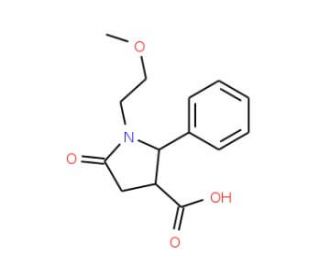 (2R,3R)-1-(2-Methoxy-ethyl)-5-oxo-2-phenyl-pyrrolidine-3-carboxylic acid - chemical structure image