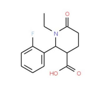 (2R,3R)-1-Ethyl-2-(2-fluoro-phenyl)-6-oxo-piperidine-3-carboxylic acid - chemical structure image
