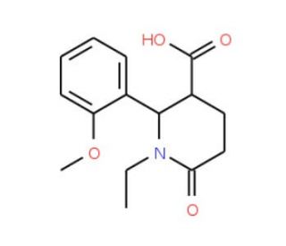 (2R,3R)-1-Ethyl-2-(2-methoxy-phenyl)-6-oxo-piperidine-3-carboxylic acid - chemical structure image