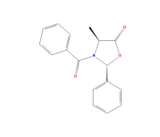 (2R,4S)-3-Benzoyl-4-methyl-2-phenyl-5-oxazolidinone (CAS 113806-28-3) - chemical structure image