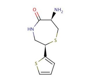 (2R,6R)-6-Amino-5-oxo-2-(2-thienyl)perhydro-1,4-thiazepine (CAS 110221-27-7) - chemical structure image