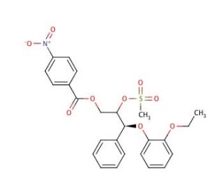 (2RS,3RS)-3-(2-Ethoxyphenoxy)-2-methanesulfonyloxy-1-(4-nitrobenzoyloxy)-3-phenylpropane (CAS 98854-88-7) - chemical structur