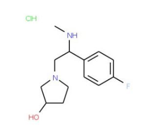 (2S, 3&prime;S)-1-[2-(4-Fluoro-phenyl)-2-methylamino-ethyl]-pyrrolidin-3-ol bis-hydrochloride - chemical structure image