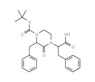 (2S,3&prime;S)-2-(4&prime;-Boc-3&prime;-benzyl-2&prime;-oxo-piperazin-1-yl)-3-phenylpropionic acid (CAS 193091-13-3) - chemical structure image