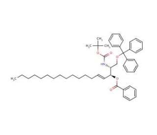 (2S,3R,4E)-3-Benzoyl-2-tert-butyloxycarbonylamino-1-triphenylmethyl-4-octadecen-1,3-diol (CAS 299172-58-0) - chemical structu
