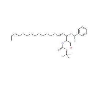 (2S,3R,4E)-3-Benzoyl-2-tert-butyloxycarbonylamino-4-octadecen-1,3-diol (CAS 299172-59-1) - chemical structure image