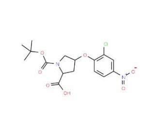 (2S,4S)-1-(tert-Butoxycarbonyl)-4-(2-chloro-4-nitrophenoxy)-2-pyrrolidinecarboxylic acid - chemical structure image