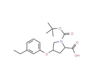 (2S,4S)-1-(tert-Butoxycarbonyl)-4-(3-ethyl-phenoxy)-2-pyrrolidinecarboxylic acid - chemical structure image