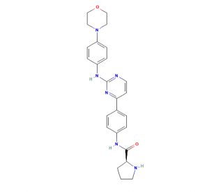 (2S)-N-[4-[2-[[4-(4-Morpholinyl)phenyl]amino]-4-pyrimidinyl]phenyl]-2-pyrrolidinecarboxamide (CAS 945755-56-6) - chemical str