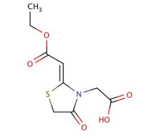 [(2Z)-2-(2-ethoxy-2-oxoethylidene)-4-oxo-1,3-thiazolidin-3-yl]acetic acid - chemical structure image
