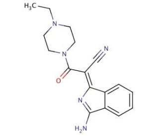 (2Z)-2-(3-amino-1H-isoindol-1-ylidene)-3-(4-ethylpiperazin-1-yl)-3-oxopropanenitrile - chemical structure image