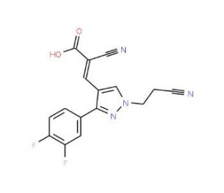 (2Z)-2-cyano-3-[1-(2-cyanoethyl)-3-(3,4-difluorophenyl)-1H-pyrazol-4-yl]acrylic acid - chemical structure image