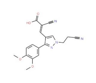 (2Z)-2-cyano-3-[1-(2-cyanoethyl)-3-(3,4-dimethoxyphenyl)-1H-pyrazol-4-yl]acrylic acid - chemical structure image