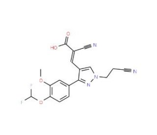 (2Z)-2-cyano-3-{1-(2-cyanoethyl)-3-[4-(difluoromethoxy)-3-methoxyphenyl]-1H-pyrazol-4-yl}acrylic acid - chemical structure im