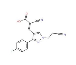 (2Z)-2-cyano-3-[1-(2-cyanoethyl)-3-(4-fluorophenyl)-1H-pyrazol-4-yl]acrylic acid - chemical structure image