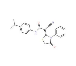 (2Z)-2-cyano-N-(4-isopropylphenyl)-2-(4-oxo-3-phenyl-1,3-thiazolidin-2-ylidene)acetamide - chemical structure image