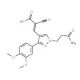 (2Z)-3-[1-(3-amino-3-oxopropyl)-3-(3,4-dimethoxyphenyl)-1H-pyrazol-4-yl]-2-cyanoacrylic acid - chemical structure image